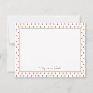 Tarjeta Pequeña Naranja simple de puntos de polka personalizado de