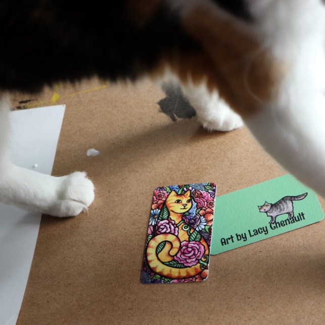 Tarjeta Pequeña Naranja Tabby Cat Flower Garden (Subido por el creador)