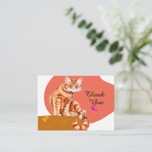 Tarjeta Pequeña Naranja Tabby Cat Gracias Gato