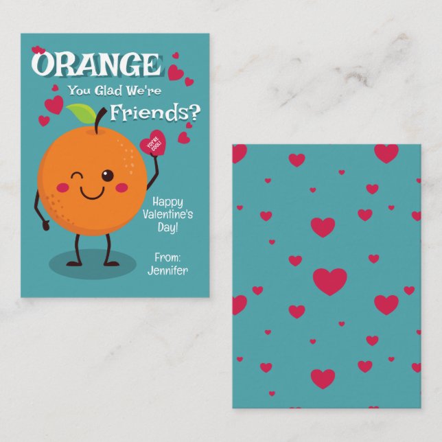 Tarjeta Pequeña Naranja, ¿te alegra que seamos amigos? (Anverso / Reverso)