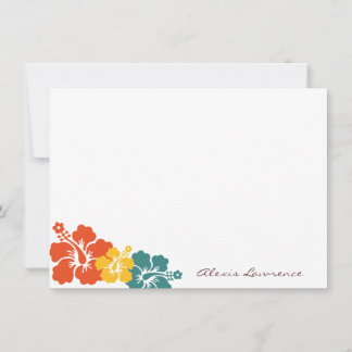 Tarjeta Pequeña Naranja tropical hibiscus flor personalizado papel