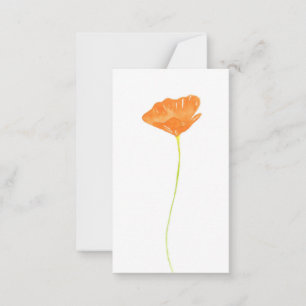 Tarjeta Pequeña Naranja Watercolor California Poppy