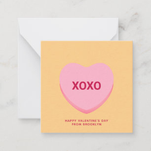 Tarjeta Pequeña Naranja XOXO El día de San Valentín de corazón
