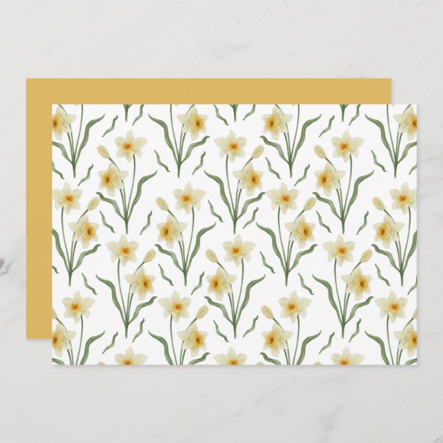 Tarjeta Pequeña Narcissus Floral Botanical Note Card (Anverso / Reverso)