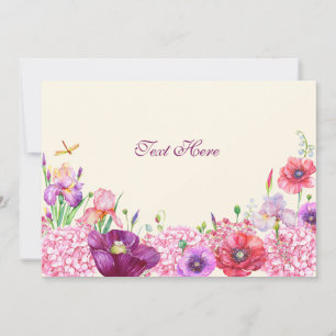 Tarjeta Pequeña Naturaleza de aves de rama floral acuarela