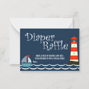Tarjeta Pequeña Nautical Diaper Raffle Ticket, Baby Shower, Ahoy