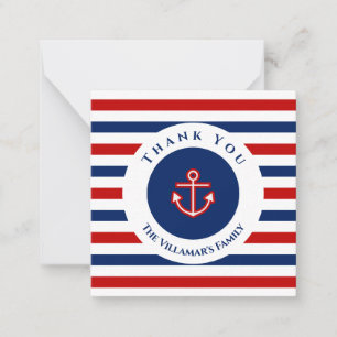 Tarjeta Pequeña Nautical Marine Navy Blue Red White Stripes