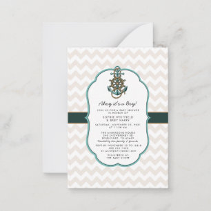 Tarjeta Pequeña Nautical Sailor Ahoy es un niño Baby Shower