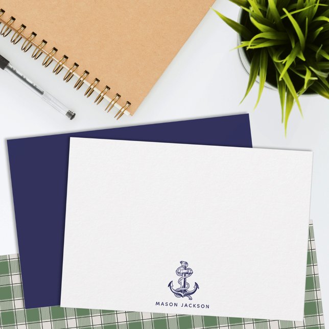 Tarjeta Pequeña Nautical Theme Navy Blue Anchor (Subido por el creador)