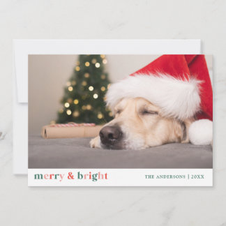 Tarjeta Pequeña Navidad Alegre y Brillante Rosa Rojo Verde Foto
