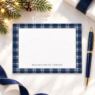 Tarjeta Pequeña Navidad con Cuadro Azul Marino Nombre