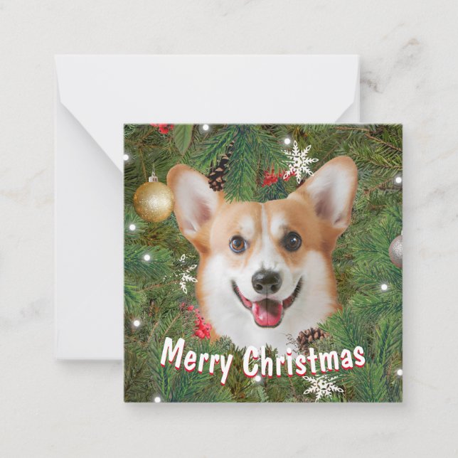 Tarjeta Pequeña Navidad Corgi (Anverso)