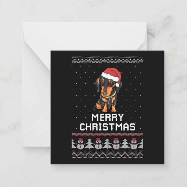 Tarjeta Pequeña Navidad de Dachshund (Anverso)