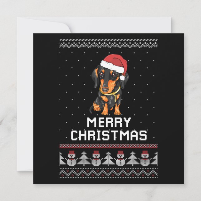 Tarjeta Pequeña Navidad de Dachshund (Anverso)