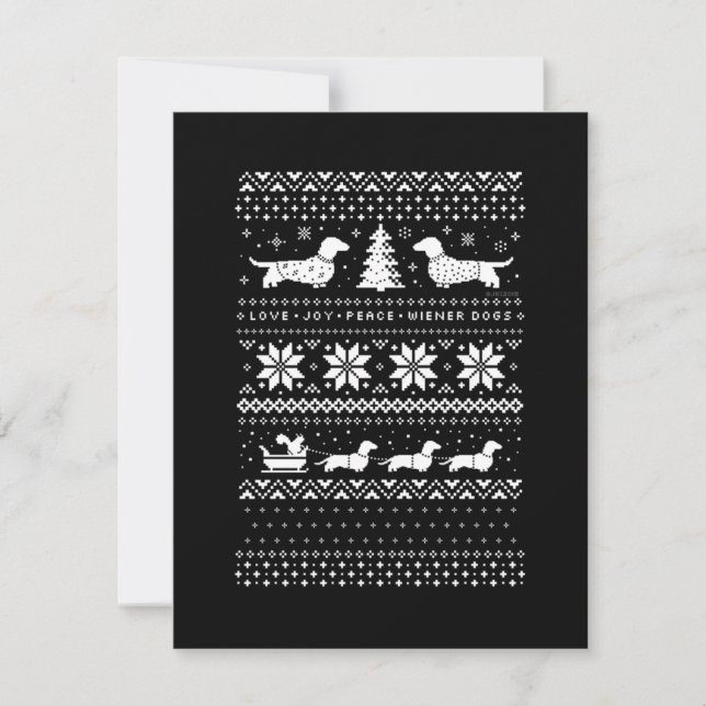 Tarjeta Pequeña Navidad de Dachshunds (Anverso)