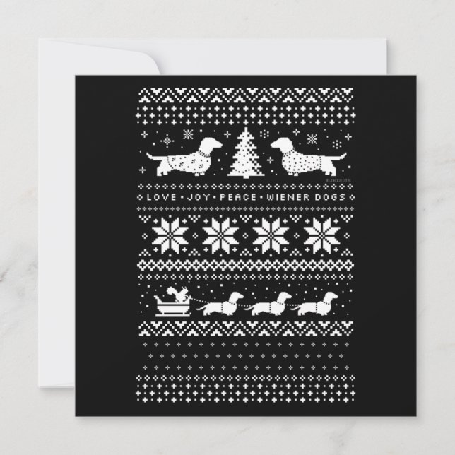 Tarjeta Pequeña Navidad de Dachshunds (Anverso)