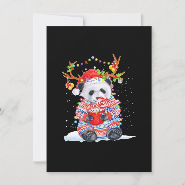 Tarjeta Pequeña Navidad de panda (Anverso)