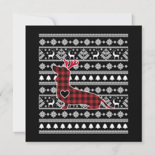 Tarjeta Pequeña Navidad de perro salchicha de Buffalo de cuadros r