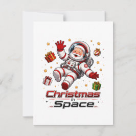 Tarjeta Pequeña Navidad en el Espacio Santa Astronauta Lindo Día F