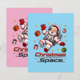 Tarjeta Pequeña Navidad en el Espacio Santa Astronauta Lindo Día F
