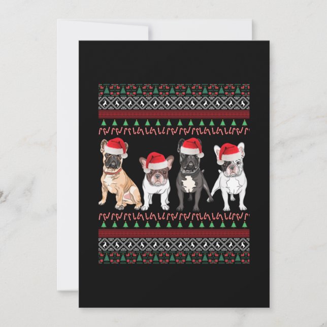 Tarjeta Pequeña Navidad fea de Bulldog (Anverso)