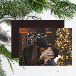 Tarjeta Pequeña Navidad Moderna y Tendenciosa Foto de Pareja Rom