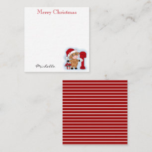 Tarjeta Pequeña Navidad Monograma Vaca Lindo Personalizado