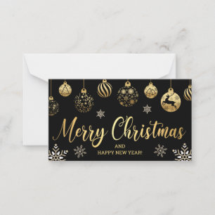 Tarjeta Pequeña navidad navidad ornamentos negros copos de nieve
