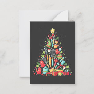 Tarjeta Pequeña Navidad Tree Baking Chef Cook Xmas