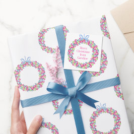 Tarjeta Pequeña Navidades acuarelas Colorful Baubles Wreath