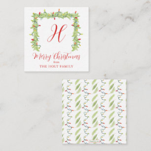 Tarjeta Pequeña Navidades acuarelas iluminan recinto de Garland