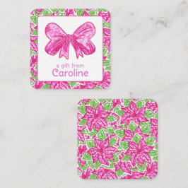 Tarjeta Pequeña Navidades adormidera rosados y verdes para el gabi