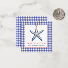 Tarjeta Pequeña Navidades costeros Gingham Starfish Ornament