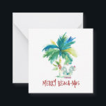 Tarjeta Pequeña Navidades Cute Tropical Beach<br><div class="desc">Desearía a mis amigos y familia una feliz Navidad con mi encantadora tarjeta de felicitación cuadrada en un tamaño pequeño. Este bonito paquete de tarjetas para minusNavidades incluye una palmera acuática y un elfo en la playa. Las palabras "Merry Beach-mas" se configuran en tipografía escrita a mano. La tarjeta vuelve...</div>