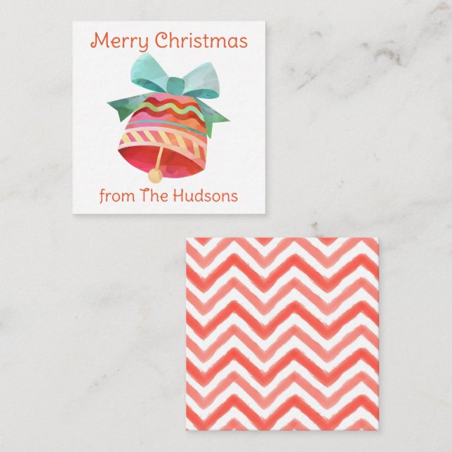 Tarjeta Pequeña Navidades de acuarela Bell Gige Cartas de Gabinete (Anverso / Reverso)