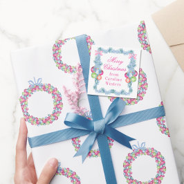 Tarjeta Pequeña Navidades de acuarela Colorful Tinsel Baubles