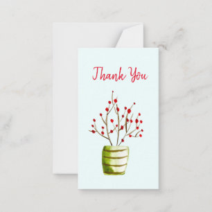 Tarjeta Pequeña Navidades de acuarela de las Berries Rojas