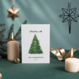 Tarjeta Pequeña navidades de árbol acuarela de presupuesto con vac