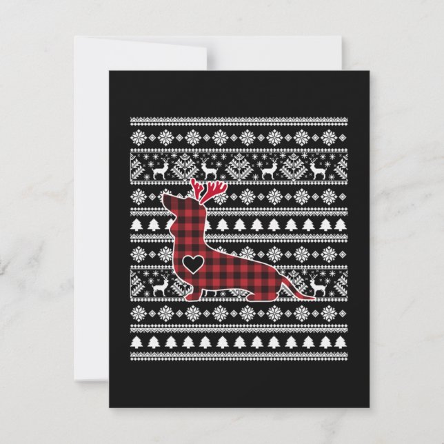 Tarjeta Pequeña Navidades de búfalos de la placa roja Dachshund (Anverso)