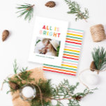 Tarjeta Pequeña navidades de collage de fotos de presupuesto color<br><div class="desc">navidades de collage de presupuesto  de rainbow colorido stripe todo es colorido y divertido colección de vacaciones familiares.</div>