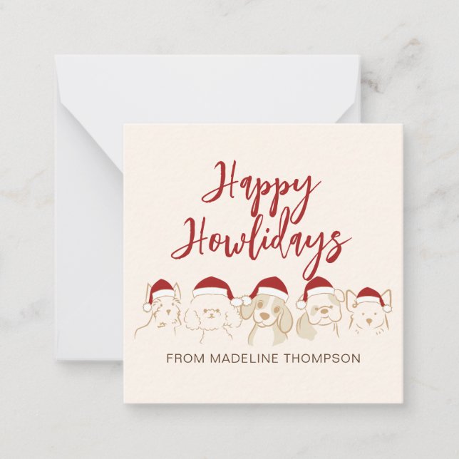 Tarjeta Pequeña Navidades de Cute Dog Happy Howlidays (Anverso)