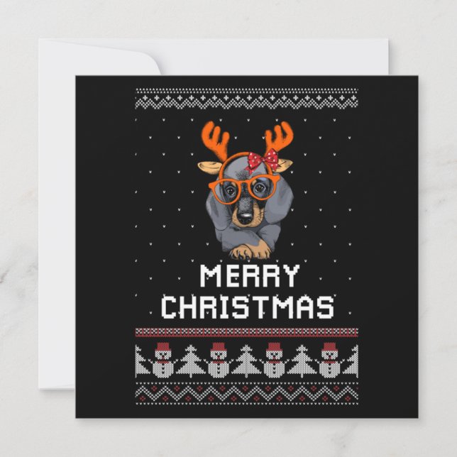 Tarjeta Pequeña Navidades de Dachshund (Anverso)