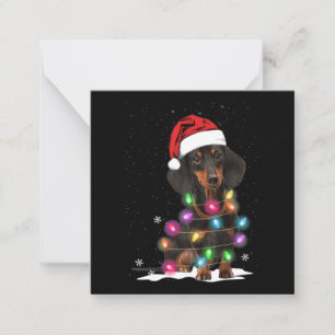 Tarjeta Pequeña Navidades De Dachshund Iluminan Con Nieve