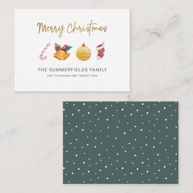 Tarjeta Pequeña Navidades de familia de presupuesto moderno no fot (Anverso / Reverso)