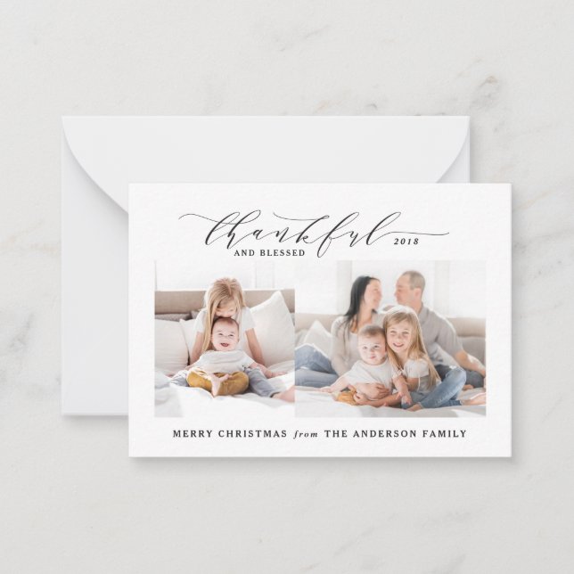 Tarjeta Pequeña navidades de fotografía agradecidos y bendecidos (Anverso)