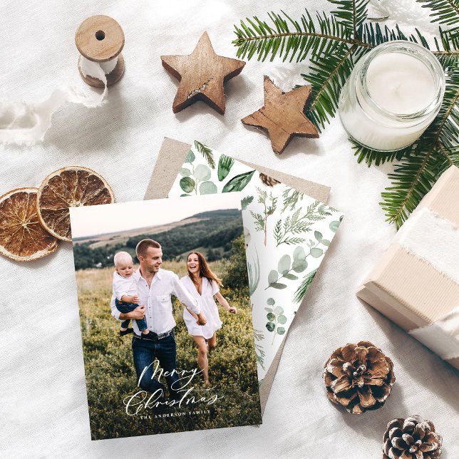 Tarjeta Pequeña navidades de fotografía de presupuesto guión elega (Subido por el creador)