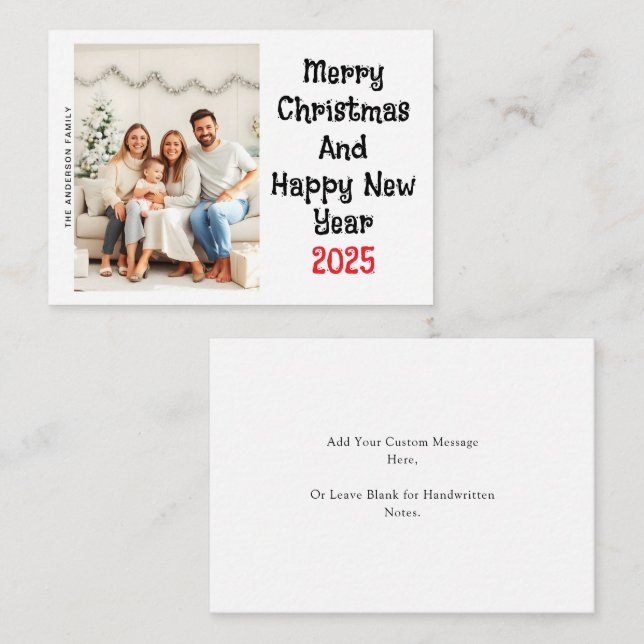 Tarjeta Pequeña Navidades de fotografía de presupuesto y feliz fer (Anverso / Reverso)