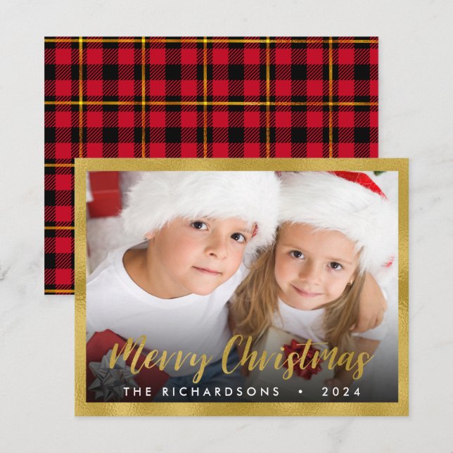 Tarjeta Pequeña Navidades de fotografía familiares guión Relieve m (Anverso / Reverso)