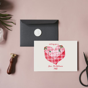 Tarjeta Pequeña Navidades de fotografía Personalizado de Cute Pink