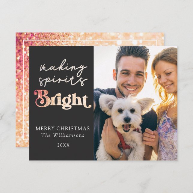 Tarjeta Pequeña Navidades de fotografía Personalizados brillantes  (Anverso / Reverso)